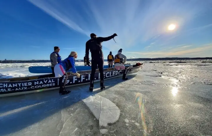 Ice Canoeing on the St. Lawrence River