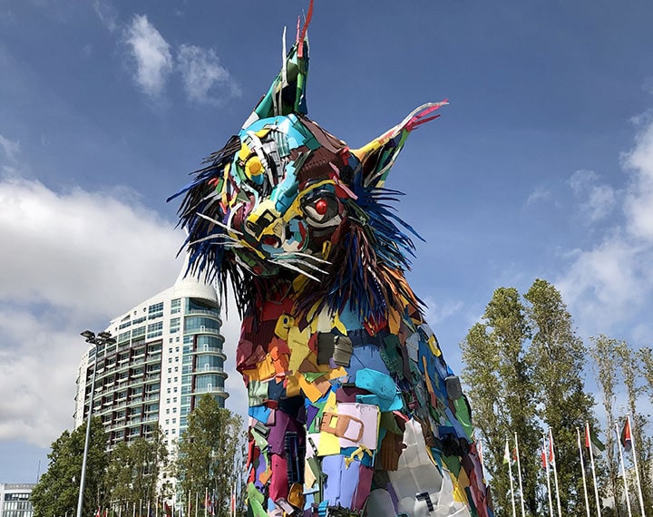A mural by Vhils, showcasing his unique carving technique