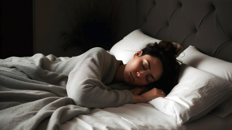 A person happily sitting by the computer