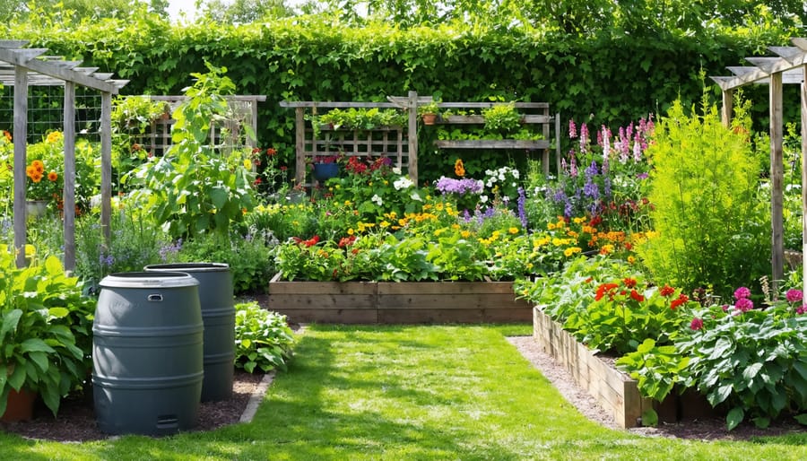 Freshly harvested vegetables, interspersed with herbs like basil and chamomile. Focus on highlighting the vivid colors of both the vegetables and herbs, emphasizing the appeal of fresh, homegrown ingredients.