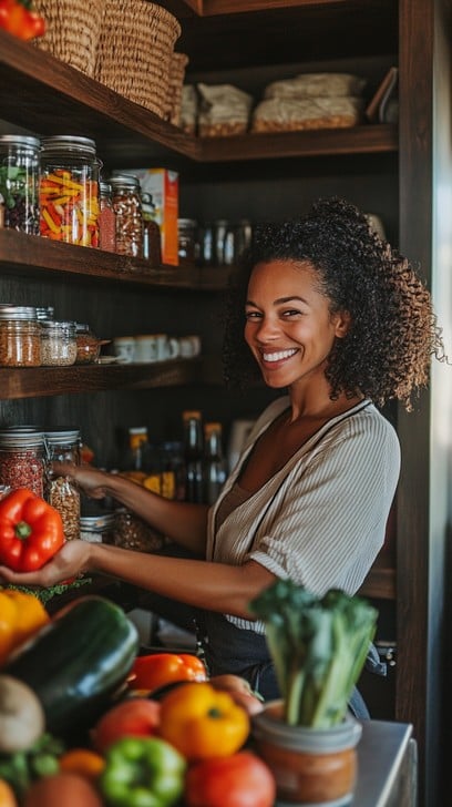 A bright and organized kitchen setup with jars and other canning supplies, showing a welcoming space for preserving
