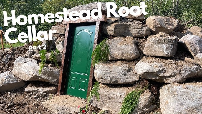 A person entering a root cellar.
