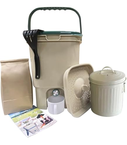 Bokashi bran being sprinkled compost bin