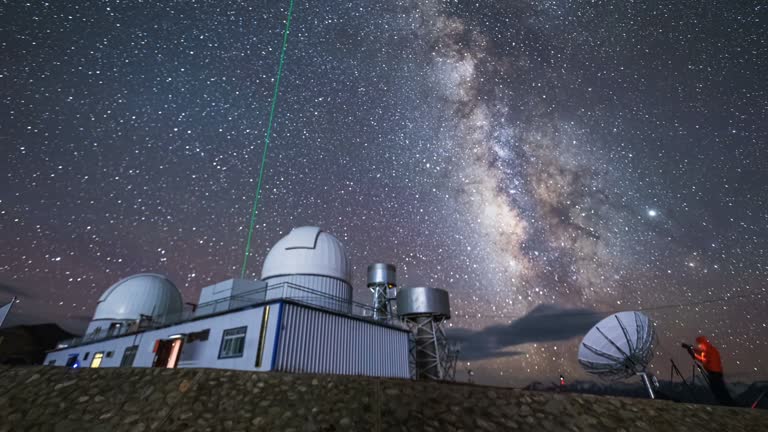 Telescope pointing at the night sky