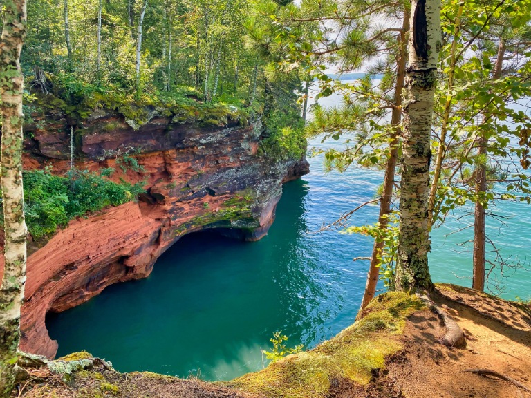 Apostle Islands lakeside picnic at sunset