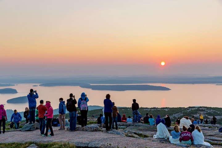 Sunrise over Acadia's rocky coastline