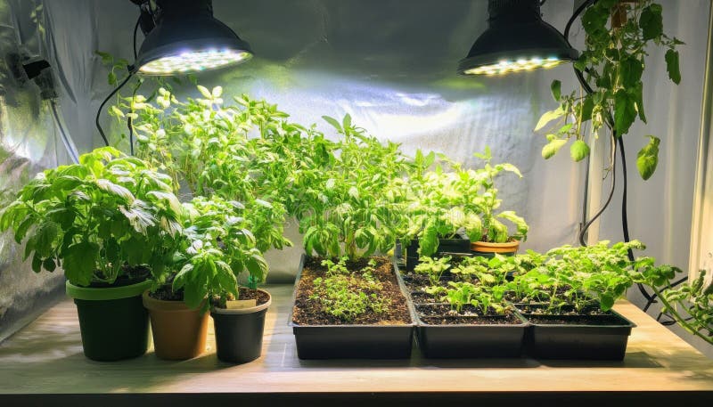 indoor grow lights herbs seedlings
