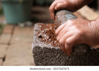 Hands preparing Mole Negro