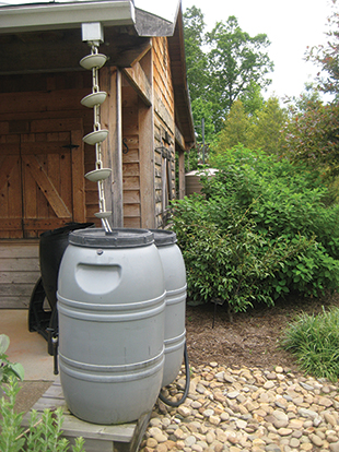 Diagram of rain barrel system setup
