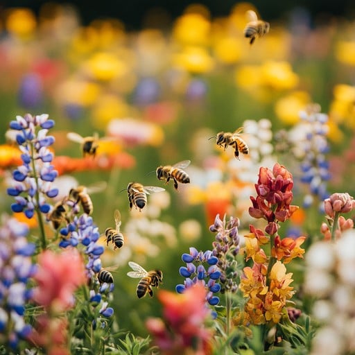 bees gathering nectar