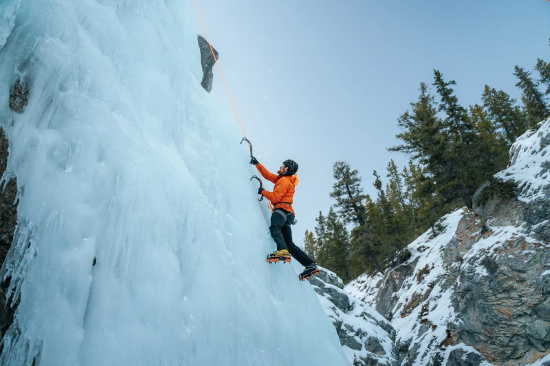 ice climbing tour on frozen waterfalls