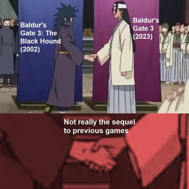 A meme of someone crying because there is no more Baldur's Gate 3.