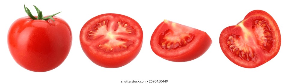 Fresh red tomatoes half slices
