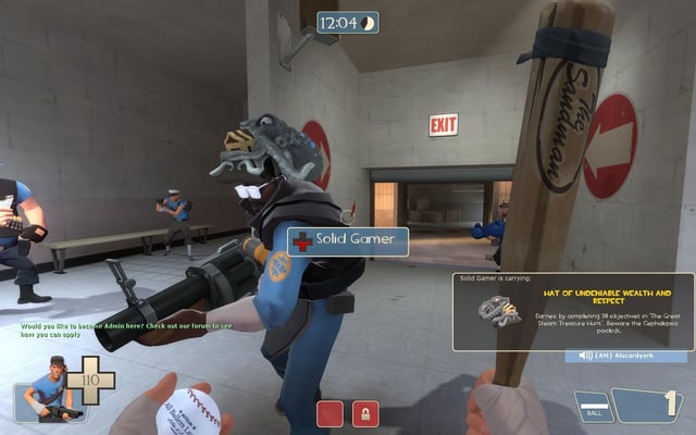 Team Fortress 2 group of players trading hats and items, showcasing the community aspect
