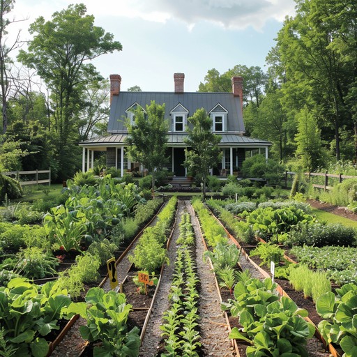 an idyllic farmhouse garden with blooming flowers