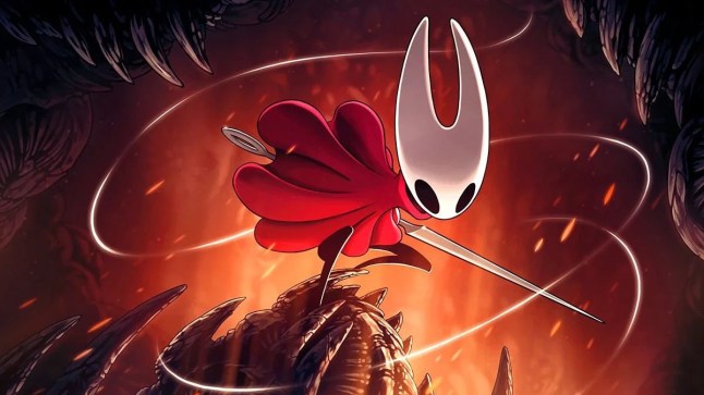 A screenshot of Silksong's gameplay, showcasing its stunning visuals and challenging combat encounters