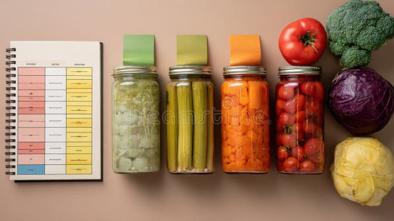 colorful jars of preserved vegetables