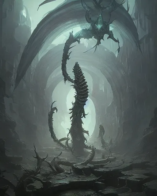 A breathtaking fantasy landscape painting by Greg Rutkowski, showcasing his signature lighting and texture.