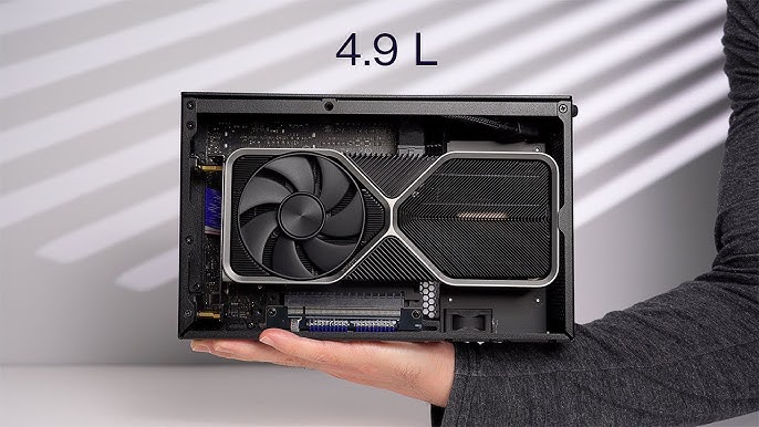 High-angle shot of an ASUS ROG STRIX B650-A GAMING WIFI motherboard, emphasizing its features and connectivity options.