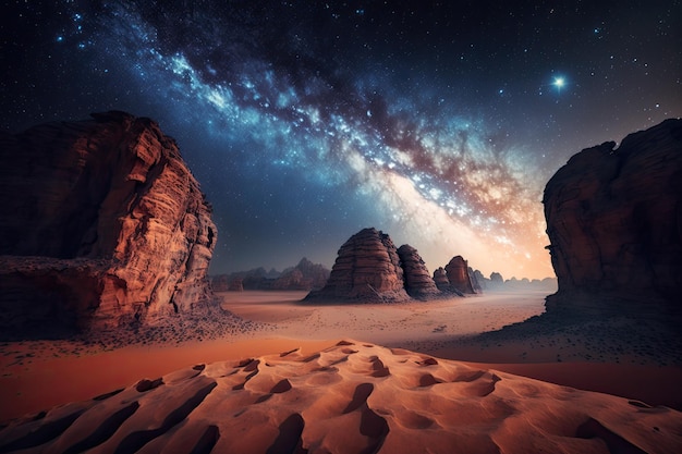 Modern glamping structures in Wadi Rum, Jordan, designed to blend seamlessly with the Martian-like landscape, offering a unique astrophotography experience.