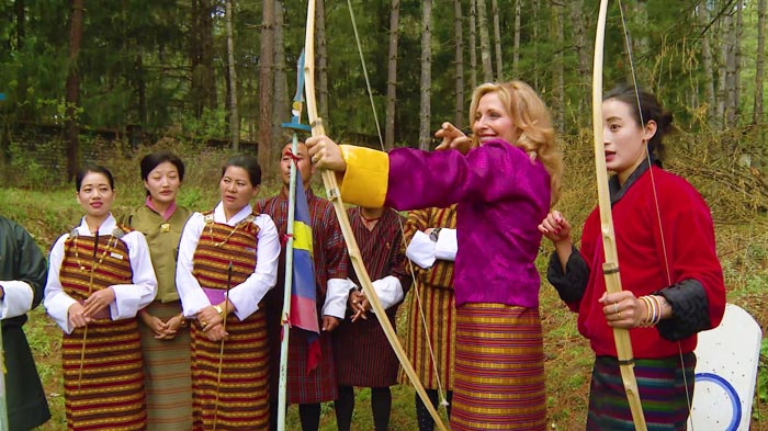 The Tiger's Nest Monastery (Paro Taktsang) in Bhutan, perched on a cliffside and dusted with snow.