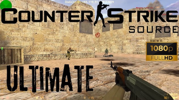 Split image: Left side shows a low-resolution screenshot of Counter-Strike: Source gameplay (de_dust2 long A, circa 2006), right side shows a high-resolution screenshot of Counter-Strike 2 utility usage (smoke grenade deployment). The contrast highlighting the evolution of the game. Dramatic lighting, subtle blur on the Source side.