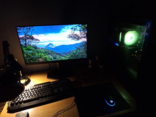 Corsair K70 RGB Pro keyboard showcasing the RGB lighting and keycaps