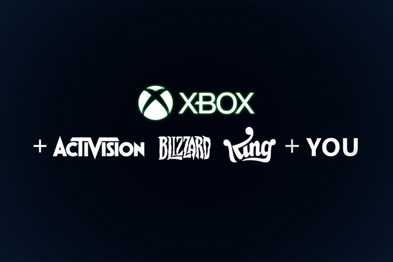 Infographic summarizing the key implications of the Microsoft Activision acquisition on PC gaming, including topics like Steam availability, PC Game Pass, and modding