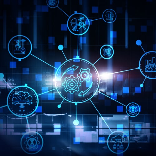 A simple graphic illustrating the scalability and flexibility of AI-powered marketing automation