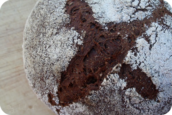 Close up of a dark hearty bread